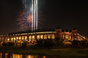 Friday night fireworks at Globe Life Park, home of the Texas Rangers.